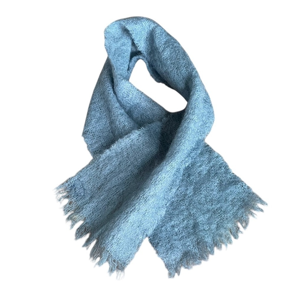 The Edinburgh Woolen Mill Blue Mohair Wool Scarf Vintage